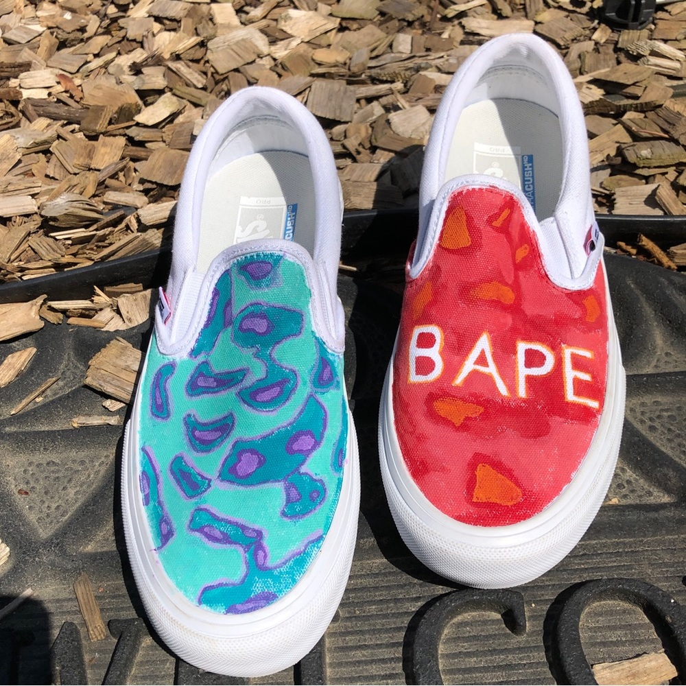 Vans Off The Wall Custom Bape Slip On Sneakers